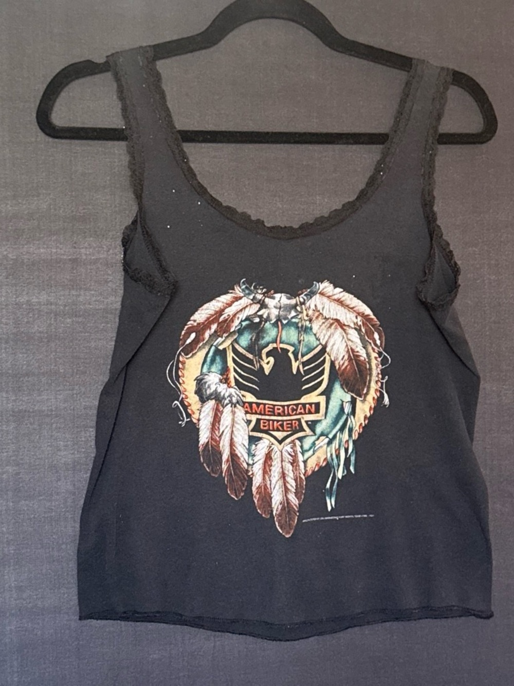 Delta Black Tank Top with Feather Crest Graphic